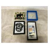 3 FRAMED ANIMAL PRINTS 1 FRAMED LIGHTHOUSE PRINT