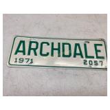 1971 ARCHDALE CITY TAG