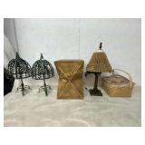 WOOD STAND LAMP BASKET CANDLE HOLDERS