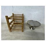 STAINLESS STEEL CAKE PLATE WOODEN  PIE RACK