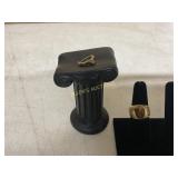 RING W/CATEYE STONE AND 10 KT EARRING W/CLEAR