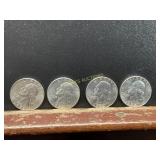 4 UNCIRCULATED 1958 D SILVER QUARTERS