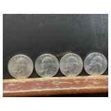 4 UNCIRCULATED 1958 D SILVER QUARTERS