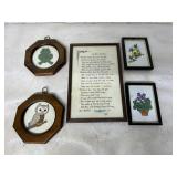 5 NEEDLEWORK WALL ART PIECES