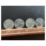 4 UNCIRCULATED 1958 D SILVER QUARTERS