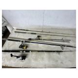 5 RODS AND REELS