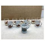 CHICKEN MUGS AND GLASSES  WITH MUSTACHE  CUP