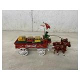 CAST IRON COCA COLA HORSE AND WAGON