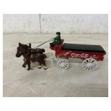 CAST IRON COCA COLA HORSE AND WAGON