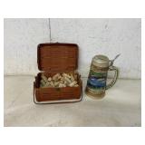 WATERFOWL STEIN  BASKET WITH CORKS
