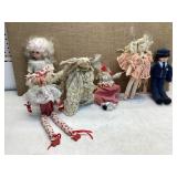 6 DOLLS SOME WITH HAND CRAFTED CLOTHES