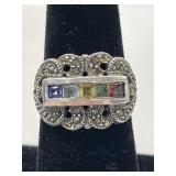 925 STERLING RING WITH STONES SIZE 6.5