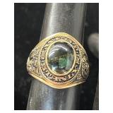 10 KT WEST STANLY 1962 CLASS RING WITH GREEN STONE