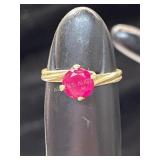 10KT RING WITH PINK STONE SIZE 5