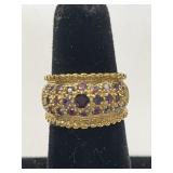 925 RING WITH PURPLE STONES SIZE 6