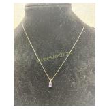 14 KT GOLD CHAIN WITH PURPLE CHARM