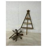 WOODEN CHRISTMAS TREE YARD ARTAND METAL PLANE