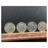 4 UNCIRCULATED 1958 D SILVER QUARTERS
