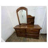 4 DRAWER 2 DOOR WOODEN DRESSER WITH MIRROR