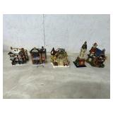 5 WINTER TIME VILLAGE COLLECTIBLE PIECES