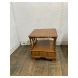2 TIER 1 DRAWER WOODEN SIDE TABLE