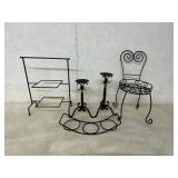 METAL ART WITH METAL CHAIR AND CANDLE HOLDERS