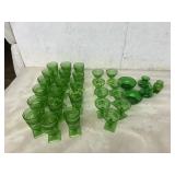 31 PIECES OF GREEN GLASS