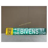 BIVENS STREET METAL SIGN