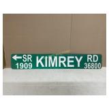 KIMREY ROAD METAL SIGN