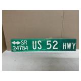 US 52 HIGHWAY METAL  SIGN