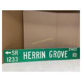 HERRIN GROVE METAL ROAD SIGN