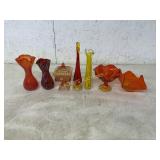 7 AMBERINA MURANO YELLOW HANDBLOWN GLASS CARNIVAL