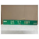 US 52 HIGHWAY METAL SIGN
