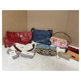5 PURSES AND 4 CHANGE PURSES /MAKE UP BAG
