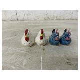 2 SETS SALT AND PEPPER SHAKERS CHICKENS CERAMIC