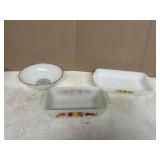 2 ANCHOR HOCKING AND 1 GLASBAKE PIECES