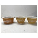 3 PYREX BUTTERFLY GOLD DISHES