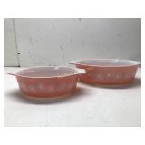 2 PYREX PINK DAISY DISHES
