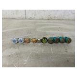 10 CABINET DOOR KNOBS PORCELAIN WOOD BRASS