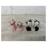 2 SETS PORCELINE SALT AND PEPPER SHAKERS CATS