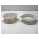 2 PYREX PINK AMISH BUTTERPRINT CASSEROLE DISHES