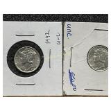1942 AND 1941 SILVER MERCURY DIMES