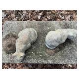Pair of Cast Concrete Cat Sculptures in Crouching