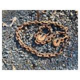 Rusty Steel Chain With Dual Hooks, 7 Feet Long