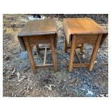 Pair of Drop-Leaf Oak Side Tables with Storage Dra