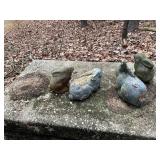 Set of Four Cement Rabbit Lawn Ornaments
