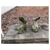 Pair of Concrete Rabbit Garden Statues
