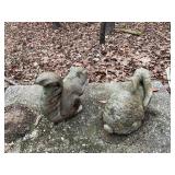 Concrete Rabbit and Squirrel Garden Statues