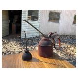 Two Vintage Metal Oil Cans with Spouts