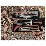 Metal Toolboxes with Assortment of Hand Tools